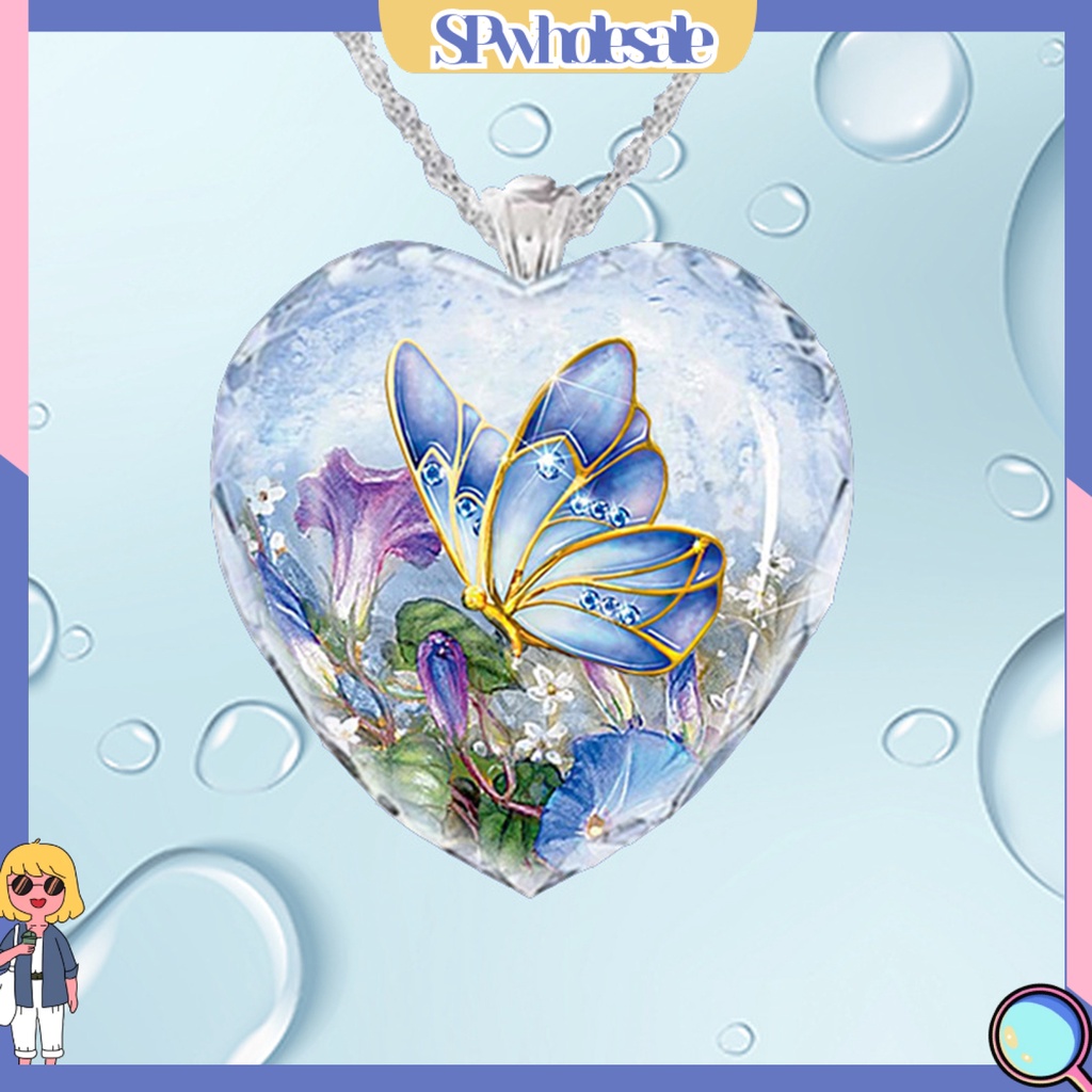 &lt;SPwholesale&gt; Vòng cổ Hợp Kim Mặt Hình Trái Tim Bướm Tinh Tế Thanh Lịch Hợp Thời Trang Mặc Hàng Ngày