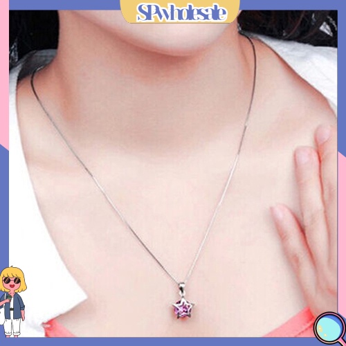 &lt;SPwholesale&gt; Vòng cổ Mạ BạC HìNh Ngôi Sao ĐíNh Đá Xinh XắN