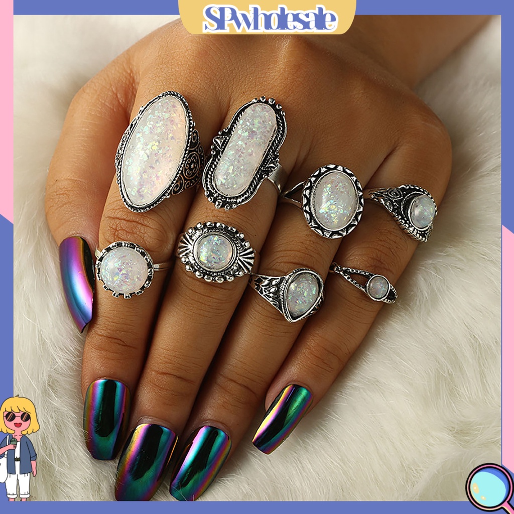 <SPwholesale> Set 8 Nhẫn Đeo Khớp Ngón Tay Phong Cách Vintage