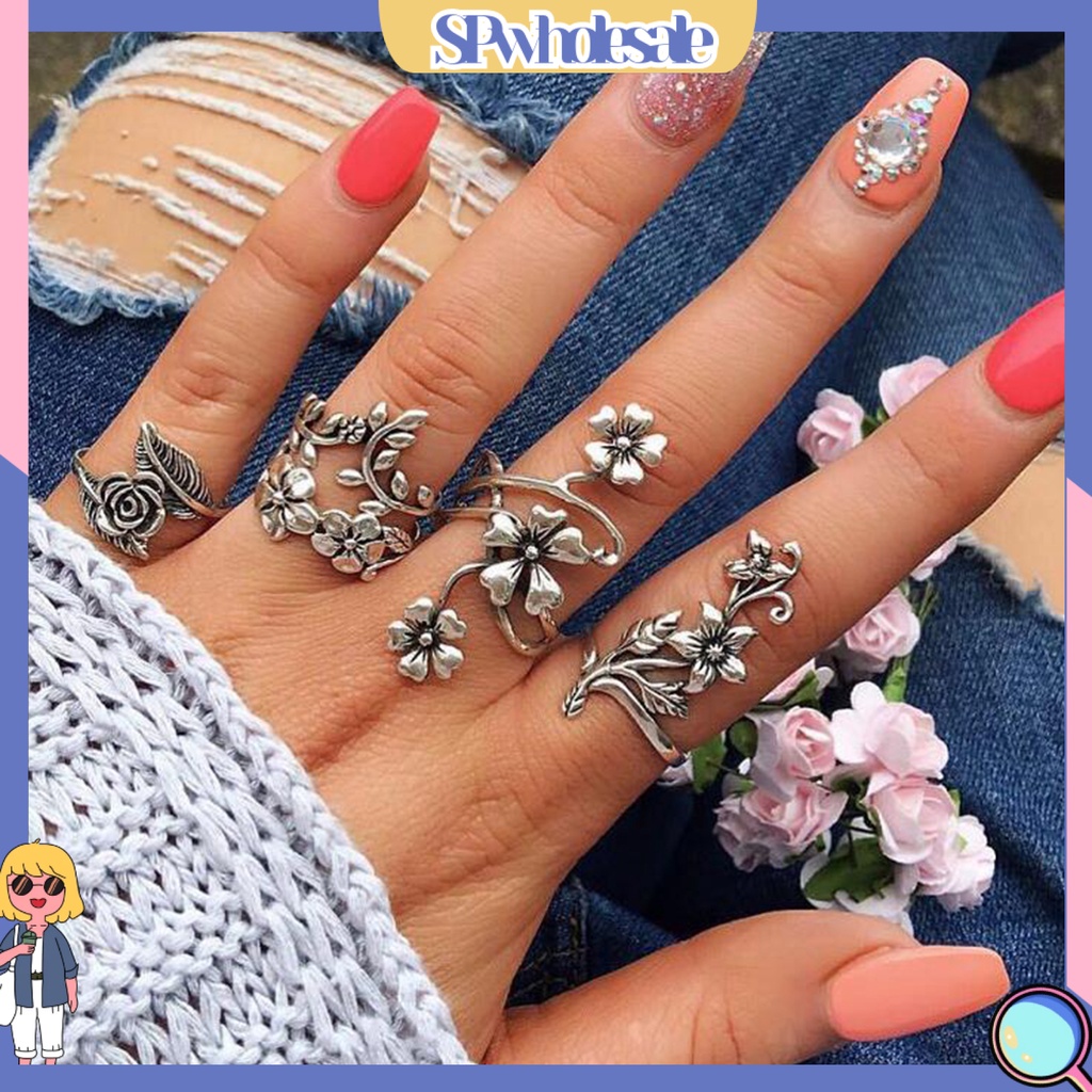 <SPwholesale> Set 4 Nhẫn Đeo Khớp Ngón Tay Phong Cách Trung Hoa Cổ Điển Dành Cho Nữ