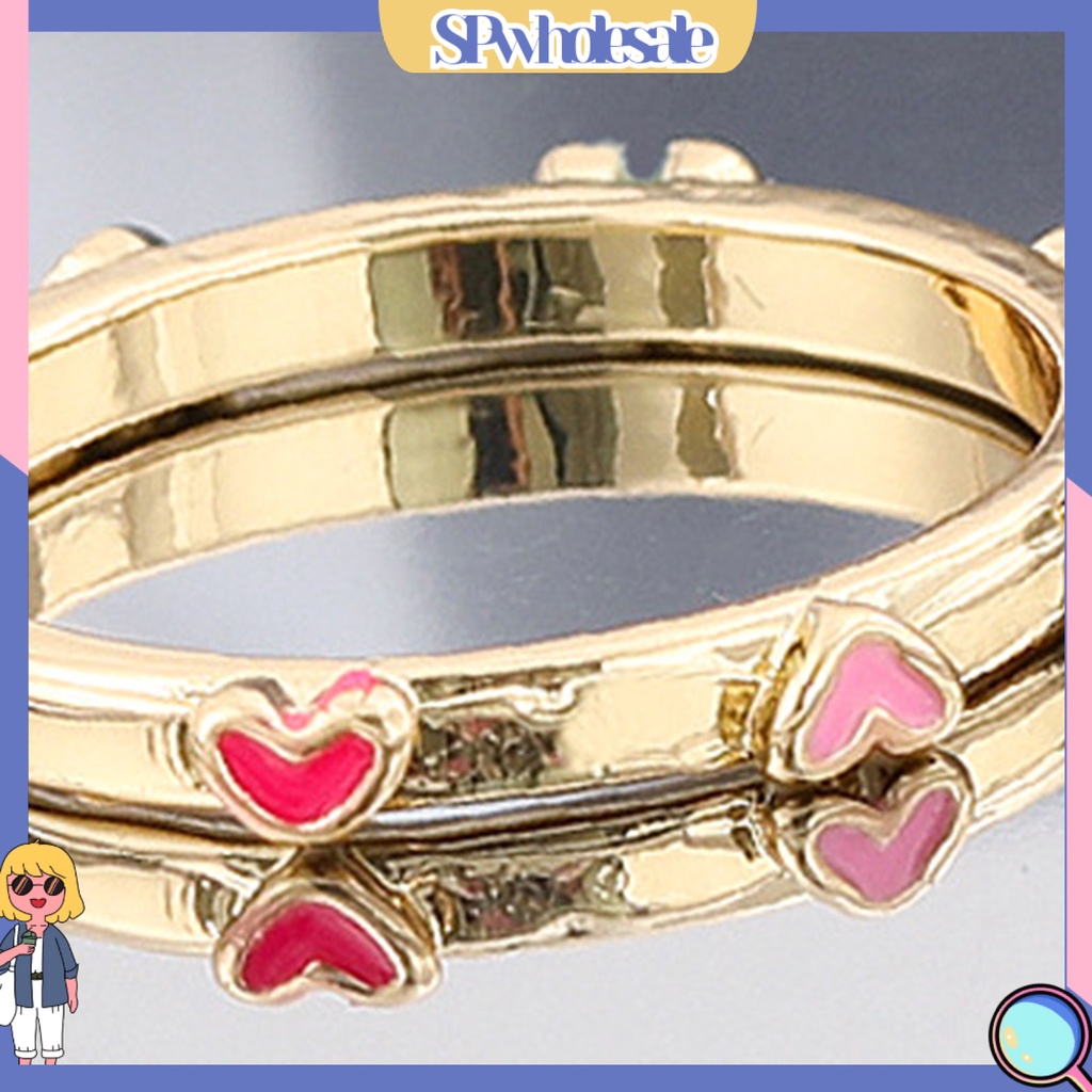 <SPwholesale> Nhẫn Đeo Ngón Tay Nhiều Màu Sắc Khô Thoáng Hình Trái Tim Quà Tặng Sinh