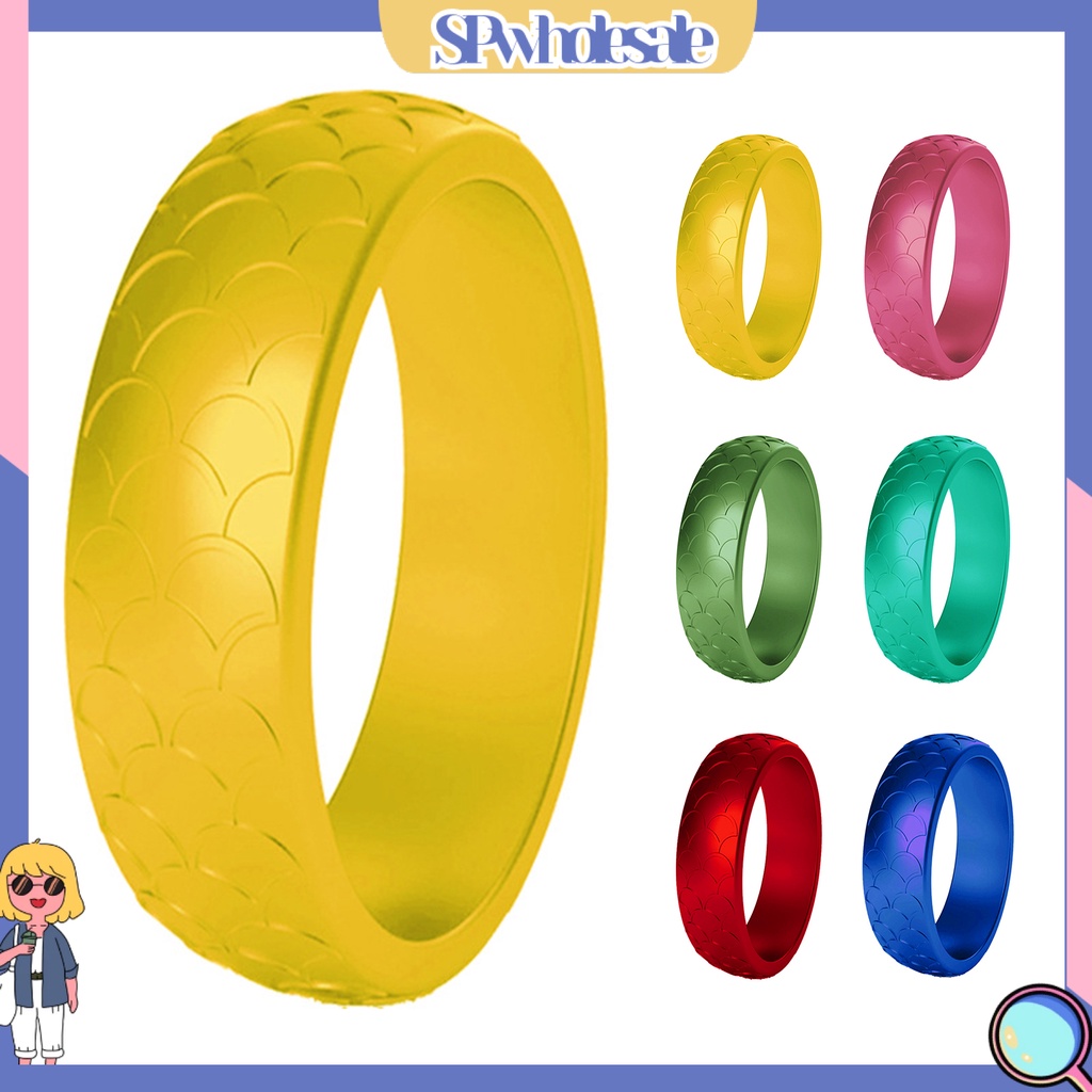 &lt;SPwholesale&gt; 2 Nhẫn Silicone Họa Tiết Vảy Cá Thời Trang Cho Nữ