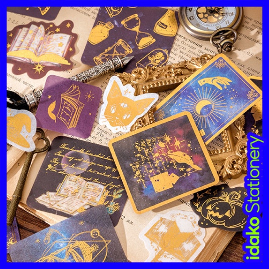 idako 40 tờ giấy và đồng vàng gói nhãn dán sticker meme lớn phong cách cổ điển tưởng tượng bướm vũ trụ nhãn cây 8 loại sê-ri xe lửa Galaxy Age SS295