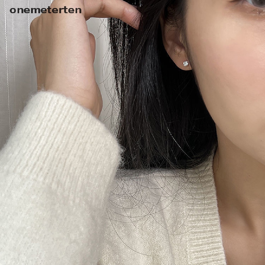 1 Đôi Khuyên Tai Đính Đá 3 / 4 / 5mm Bằng Thép Không Gỉ Thời Trang Cho Nữ
