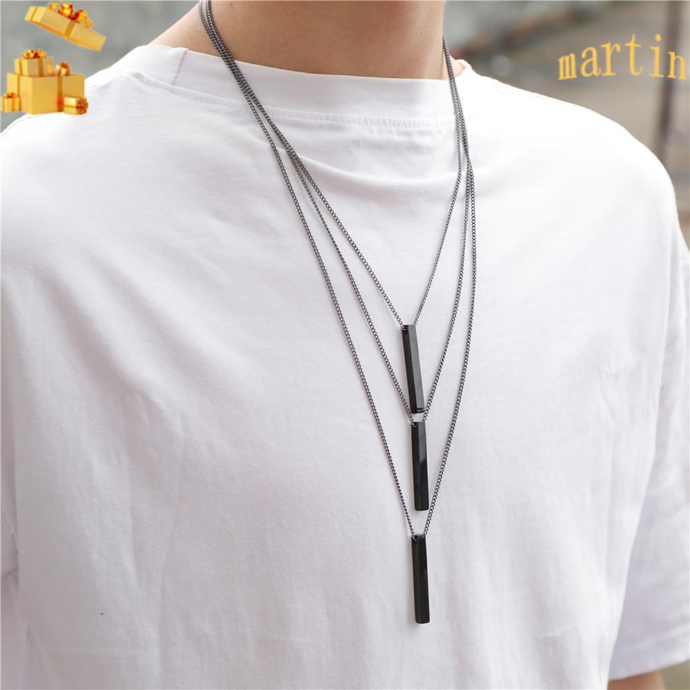 Vòng cổ Mặt Chữ Nhật Đơn Giản Cá Tính MARTIN1|Dây Xích Bằng Inox Phong Cách Hip hop Cá Tính