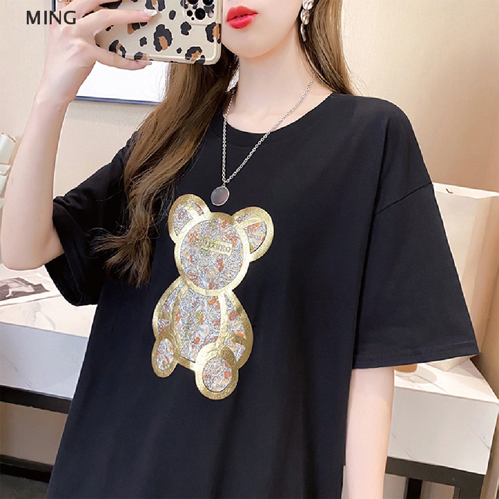 Áo Thun Tay Ngắn Cổ Tròn In Hình Gấu Hoạt Hình Dành Cho Nữ