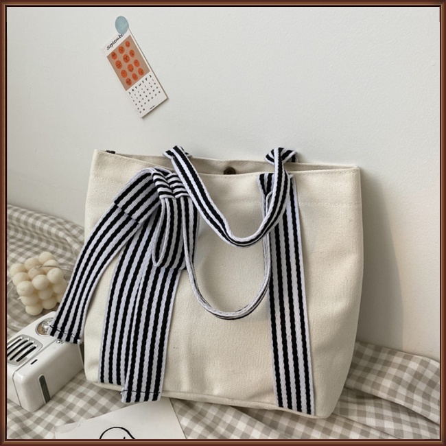 Túi Xách Canvas Cỡ Lớn Phối Màu Tương Phản Thời Trang Cho Nữ