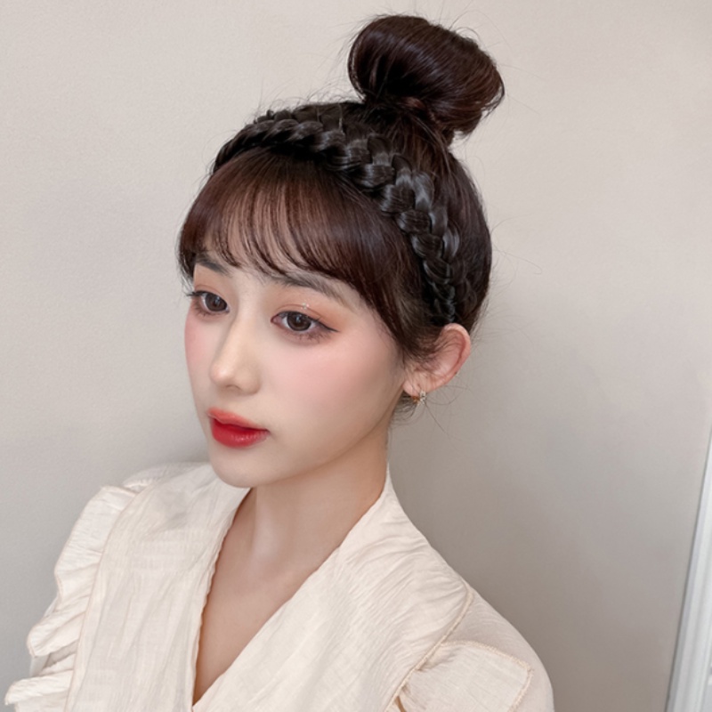 Băng Đô Cài Tóc Giả Thắt Bím Xương Cá Dễ Thương Chống Trượt Phong Cách Hàn Quốc Cho Nữ