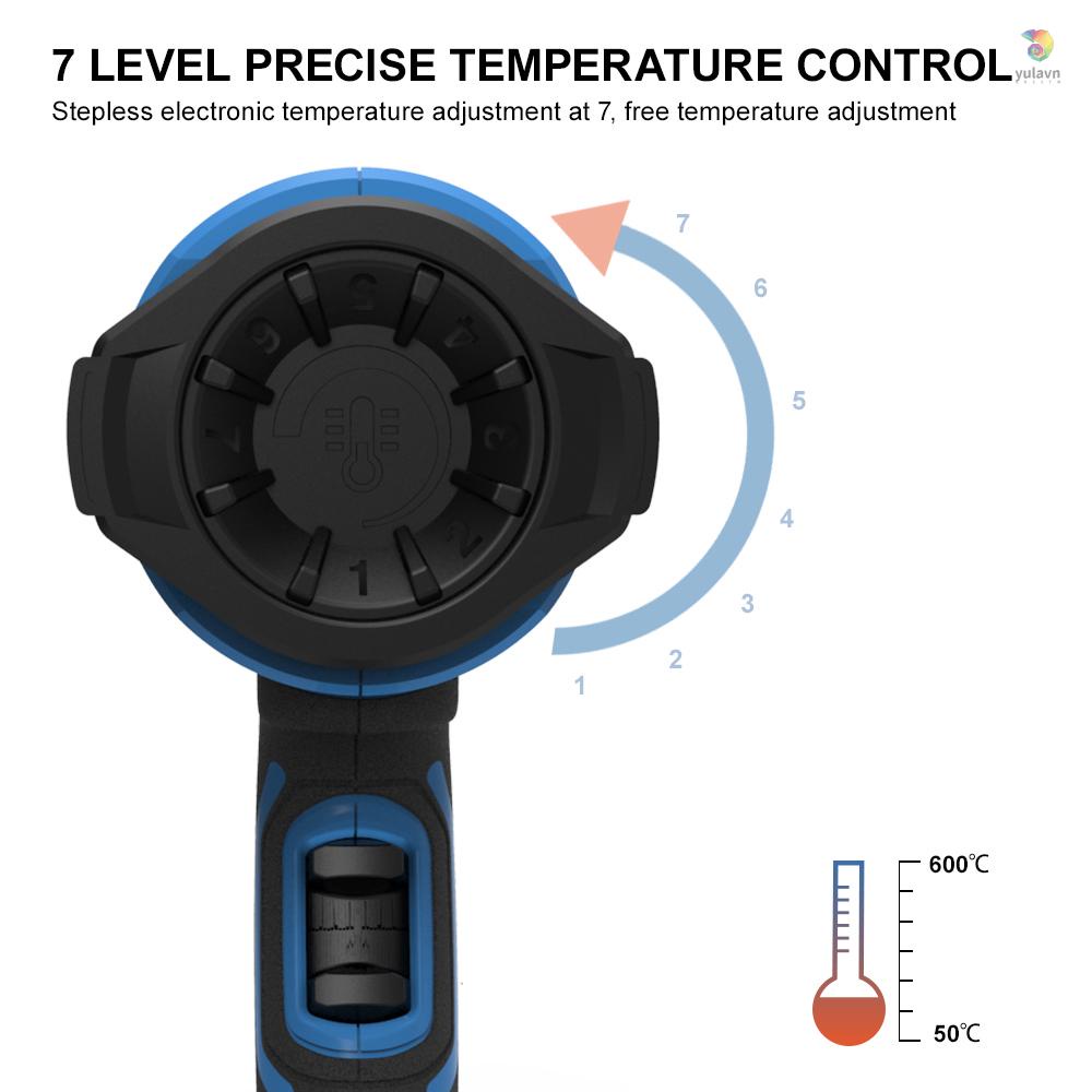 Bộ Máy Thổi Khí Nóng 2000W 4 Đầu Phun Với Bộ Cài Đặt 3 Rãnh 122-1112°F (50-600°CTranh Vẽ Bằng PVC Thu Gọn Được