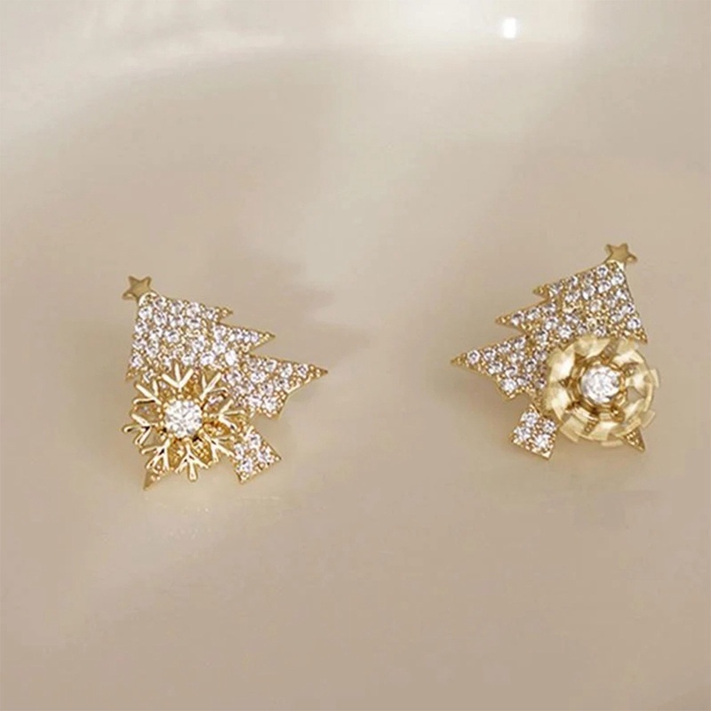 Bông Tai Hình Cây Thông Giáng Sinh Đính Đá Pha Lê Sang Trọng Cho Nữ