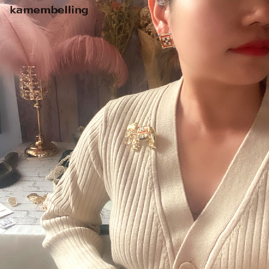 Trâm Cài Áo Kim Loại Hình Voi Phong Cách Vintage