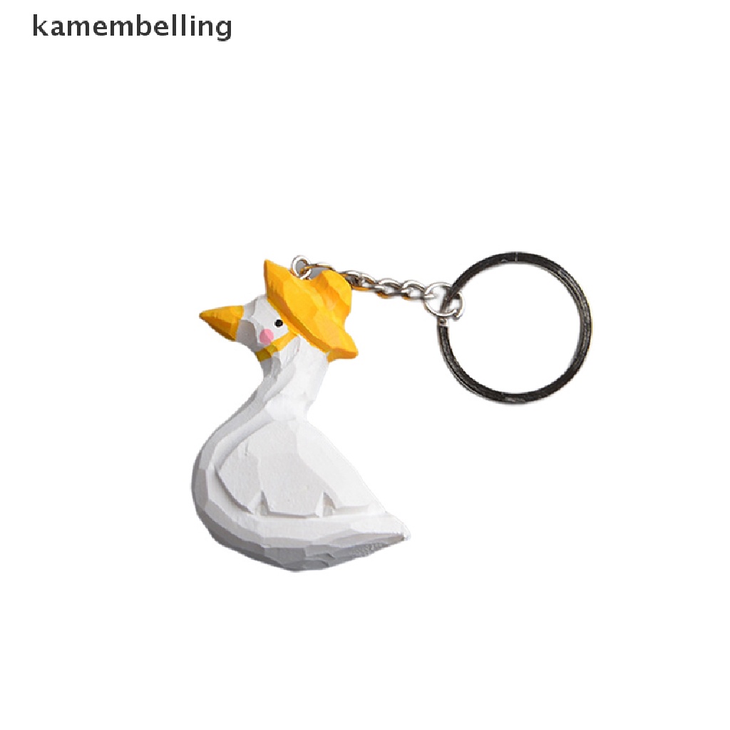 Móc Khóa Thủ Công Bằng Gỗ Khắc Hình Vịt Trắng Dễ Thương Sáng Tạo