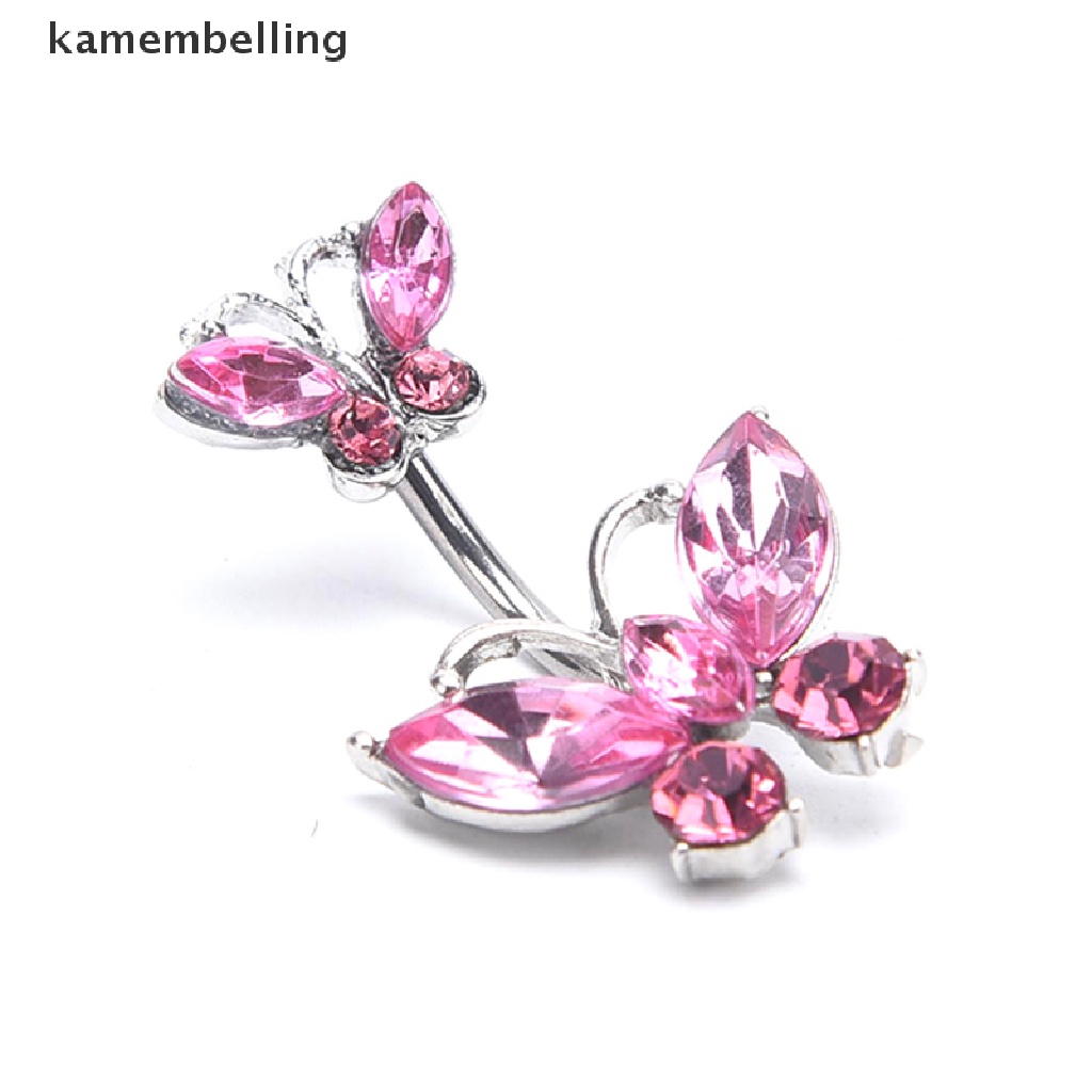 Kamembelling Khuyên Rốn Hình Bướm Đính Đá Zircon Quyến Rũ