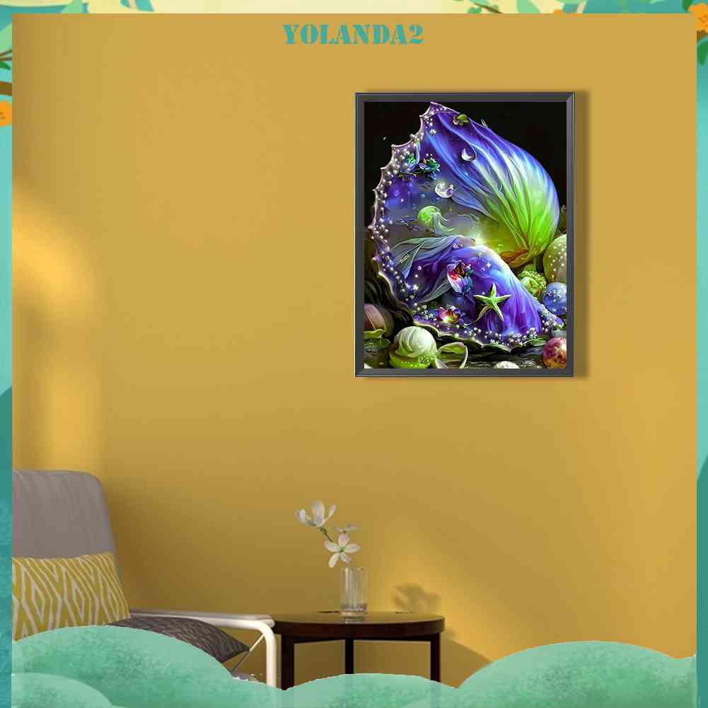 Bộ Tranh Đính Đá 5D Họa Tiết Vỏ Sò Độc Đáo DIY Dùng Trang Trí Nhà Cửa