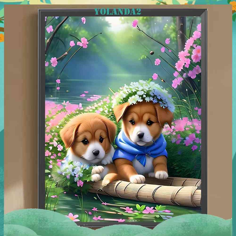 Tranh Đính Đá Kim Cương Toàn Bộ 5D DIY Hình Vẽ Chó Trang Trí Nhà Cửa