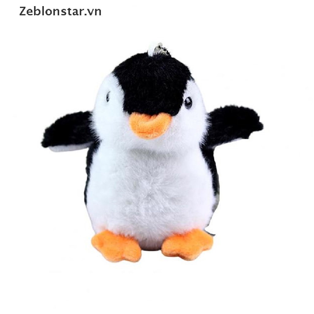 Móc Khóa Hình Chim Cánh Cụt Mắt 3D Nhồi Bông Mềm Mại Dễ Thương