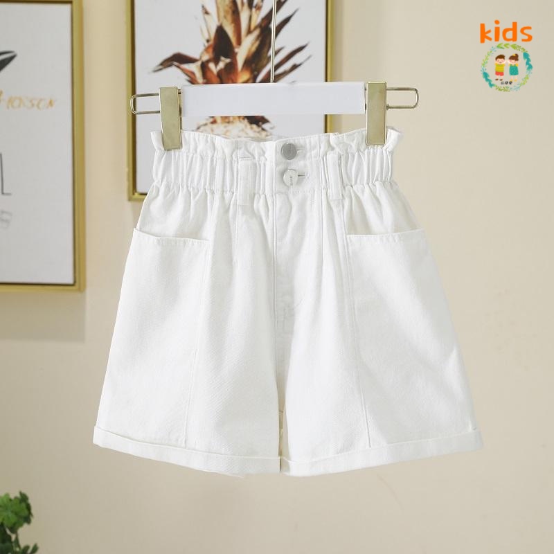 Quần Short Denim Dáng Rộng Phong Cách Thời Trang Mùa Hè Mới Cho Bé Gái 3-5 - 8-10 - 12-13 - 14 Tuổi