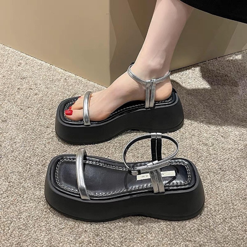 Sandal nữ đế cao 6p, dép sandal nữ quai da siêu xinh mới