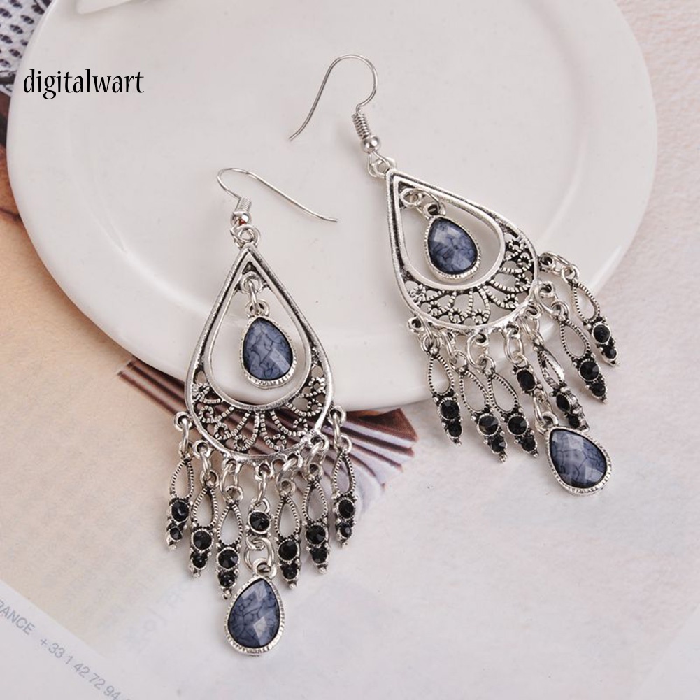 Kỹ Thuật Số| Bông Tai HợP Kim DạNg DàI Tua Rua ĐíNh Đá Xinh XắN