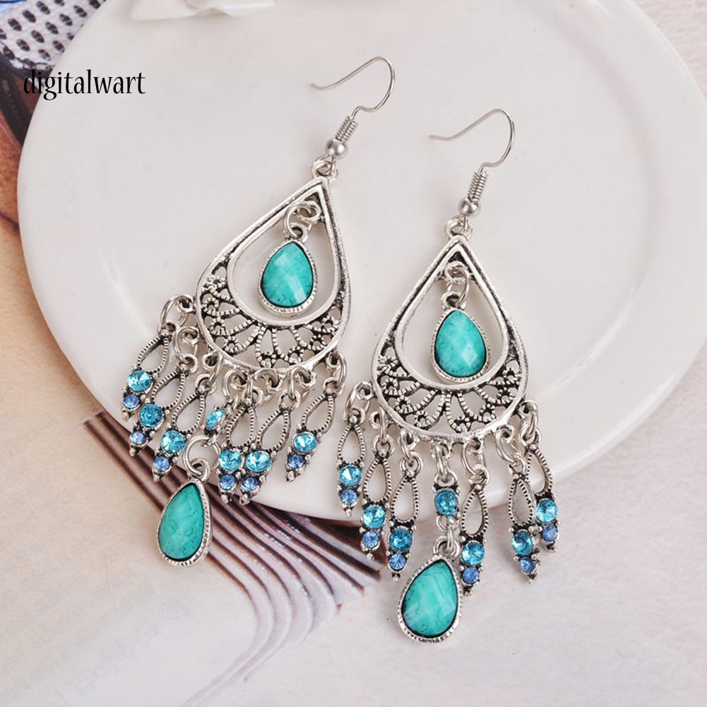 Kỹ Thuật Số| Bông Tai HợP Kim DạNg DàI Tua Rua ĐíNh Đá Xinh XắN