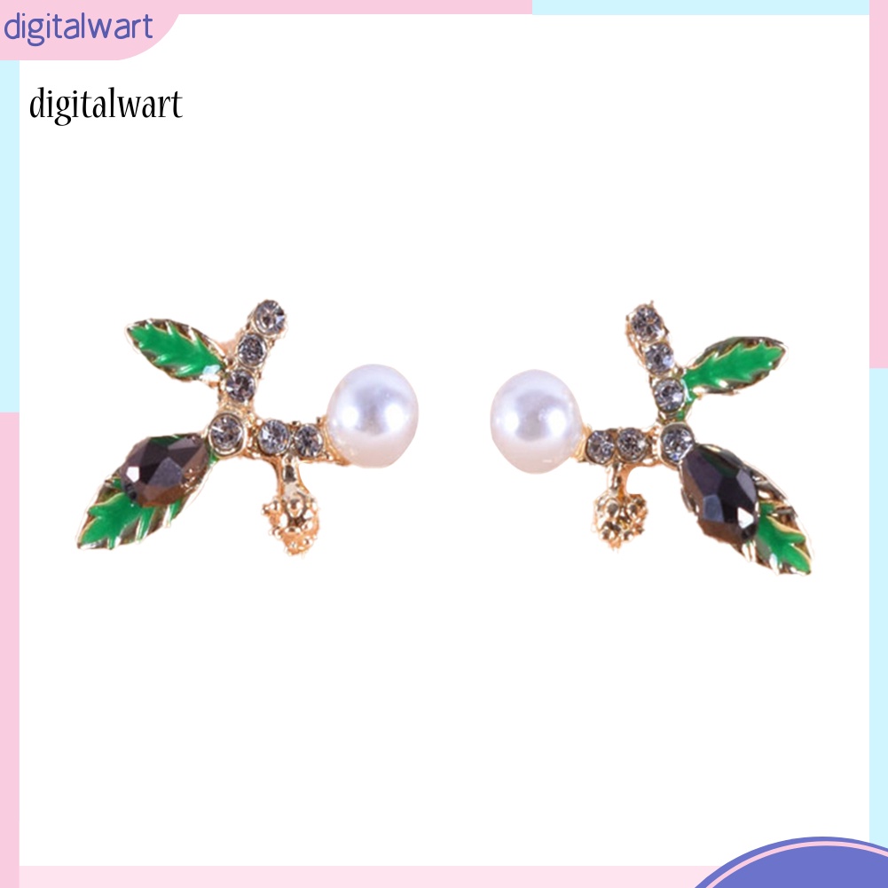 Kỹ Thuật Số| Bông Tai HợP Kim ĐíNh Đá / NgọC Trai Giả ThờI Trang