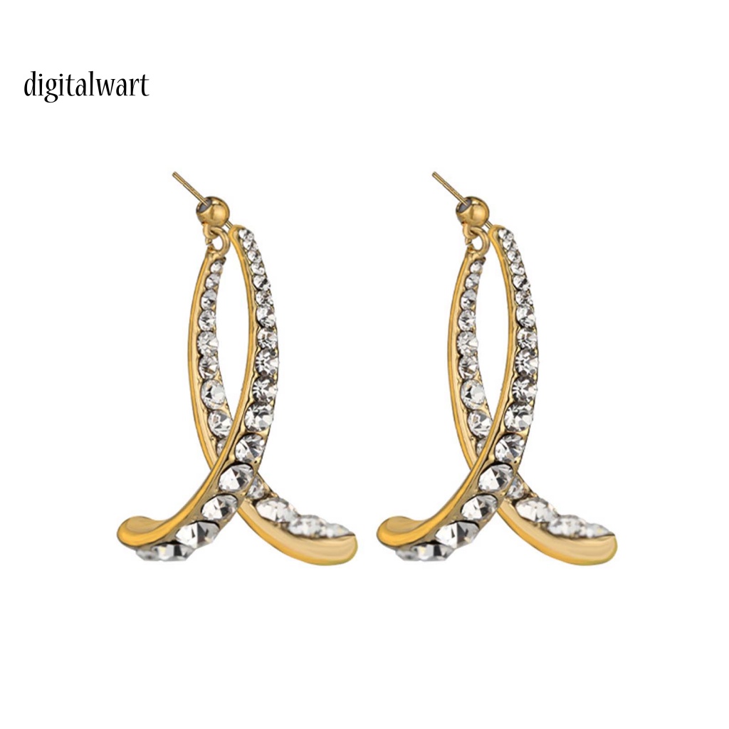 Kỹ Thuật Số| 1 Đôi Bông Tai Hợp Kim Dáng Dài Đính Đá Tinh Xảo Cho Nữ