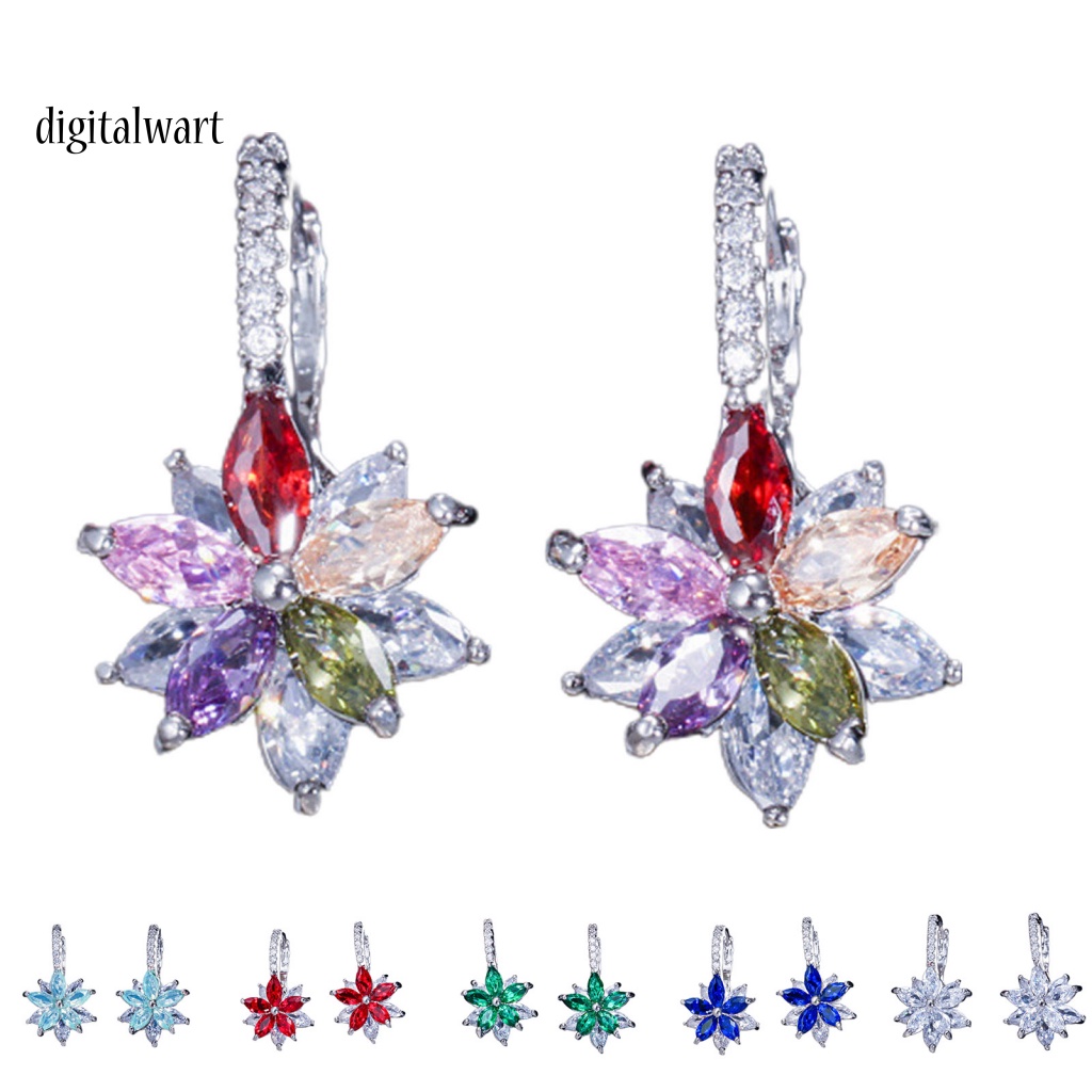 Kỹ Thuật Số| 1 Đôi Bông Tai Dáng Dài Hình Hoa Đính Đá Lấp Lánh Dùng Hàng Ngày