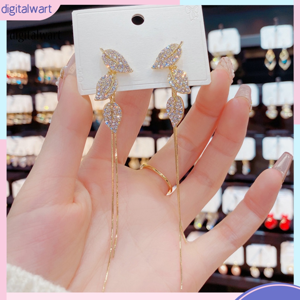 Kỹ Thuật Số| 1 Đôi Bông Tai Dáng Dài Hình Chiếc Lá Bằng Hợp Kim Thời Trang Dự Tiệc