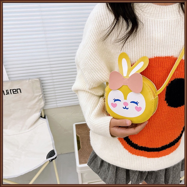 Túi Đeo Chéo Vai Mini Bằng Da Pu Họa Tiết Thỏ Hoạt Hình Dễ Thương Dành Cho Trẻ Em