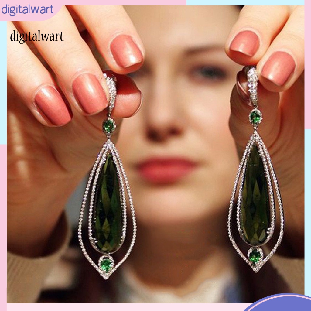 Kỹ Thuật Số| 1 Đôi Bông Tai Hình Giọt Nước Rỗng Đính Đá Zircon Hình Giọt Nước Thời Trang Dự Tiệc