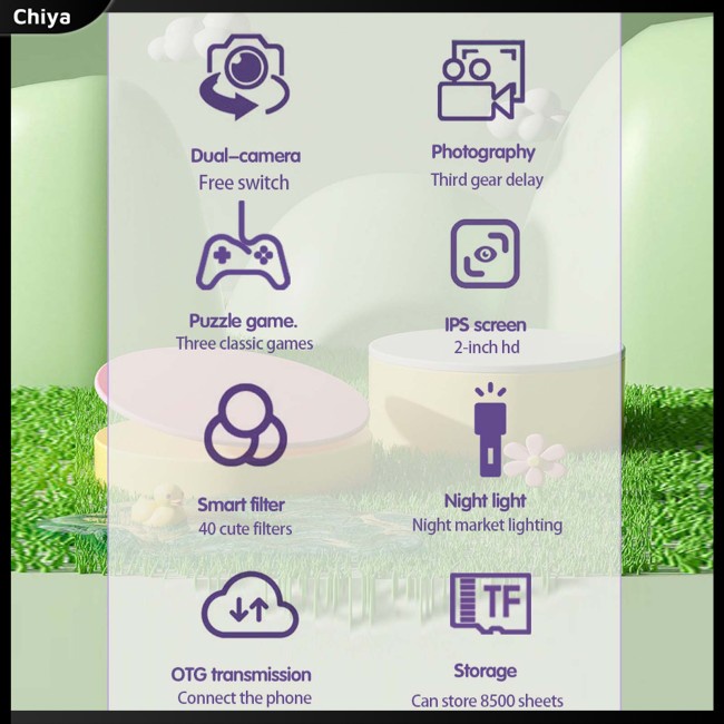 Máy Ảnh Kỹ Thuật Số Mini 4000w Hai Thấu Kính Trước Và Sau Họa Tiết Hoạt Hình Dùng Làm Quà Tặng Sinh Nhật Cho Bé