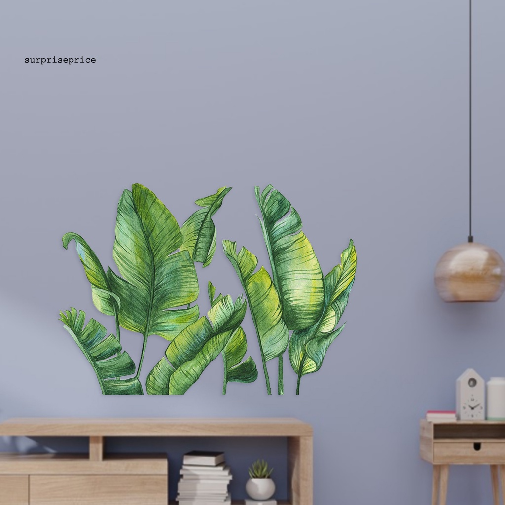 Set 2 Miếng Dán Tường Trang Trí Bằng PVC Chống Nước Không Cặp Nhăn Hình Lá Cây