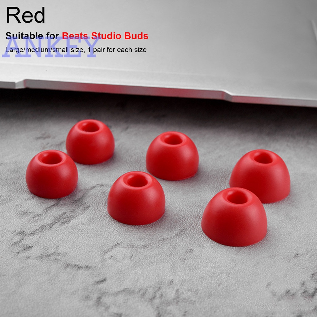 For Beats Studio Buds Silicone Ear Tips Replacement In-Ear Earphone 3 Pairs L M S Eartips Ear Sleeve Headset Ear Cap Earplugs