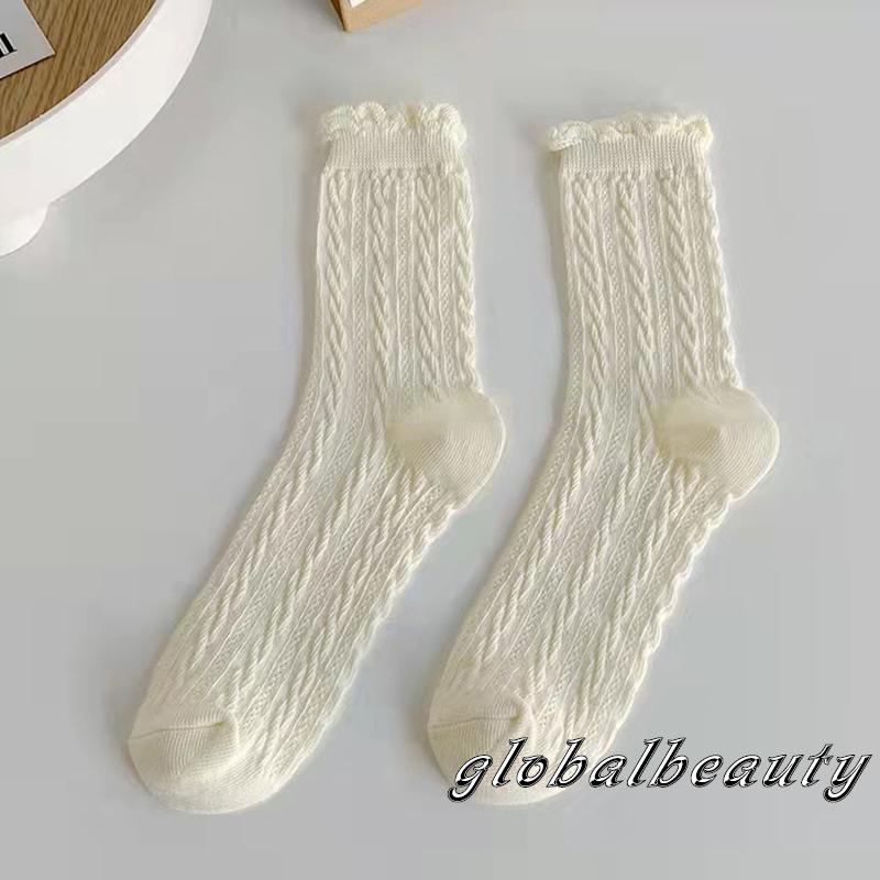 Vớ Cotton Cổ Vừa Thấm Hút Mồ Hôi Màu Nâu Trơn Thời Trang Mùa Đông Dành Cho Nữ
