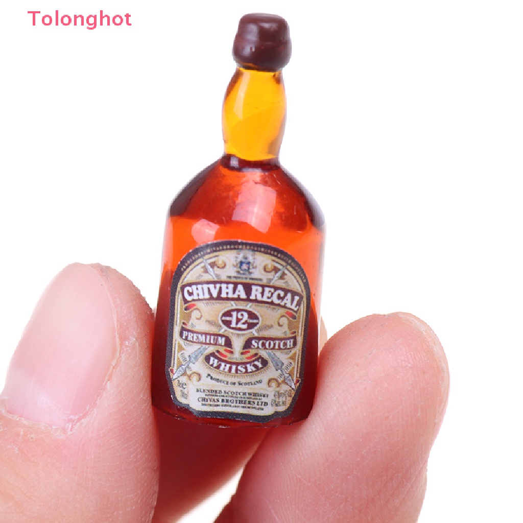 Set 2 Chai Rượu Whiskey Mini Tỉ Lệ 1: 12 Dùng Để Trang Trí Nhà Búp Bê