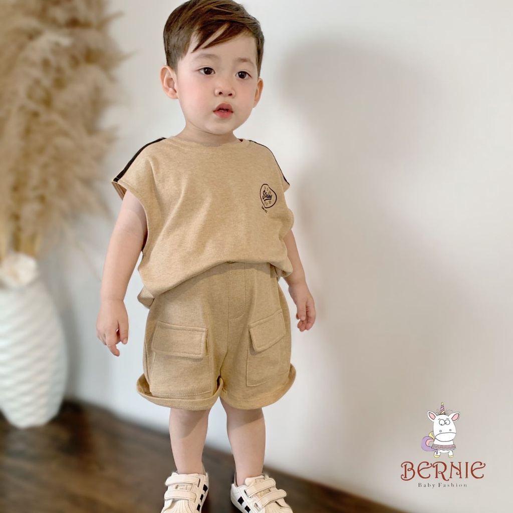 Đồ bộ ba lỗ cho bé trai dáng tank top chile thun cotton mặc đi học đi chơi 1 đến 7 tuổi BERNIE