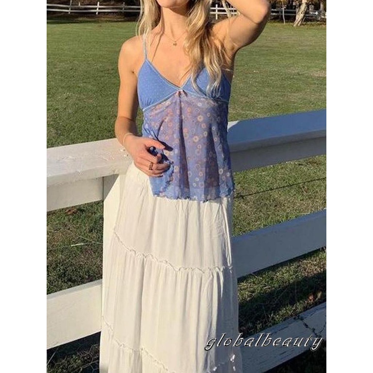 Áo Hai Dây Cổ Chữ V In Họa Tiết Hoa Thời Trang Mùa Hè Cho Nữ