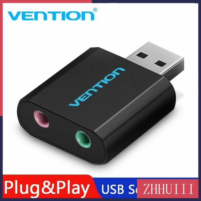 VENTION Thẻ Âm Thanh Nổi Chuyển Đổi USB Sang Jack Cắm Tai Nghe 3.5mm Cho Loa Máy Tính / Mic / Laptop