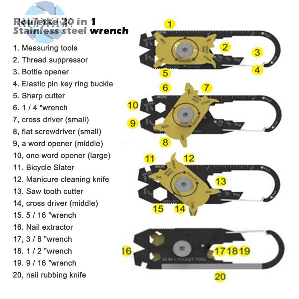 Dụng Cụ Tua Vít Thép Bỏ Túi EDC 20 Trong 1