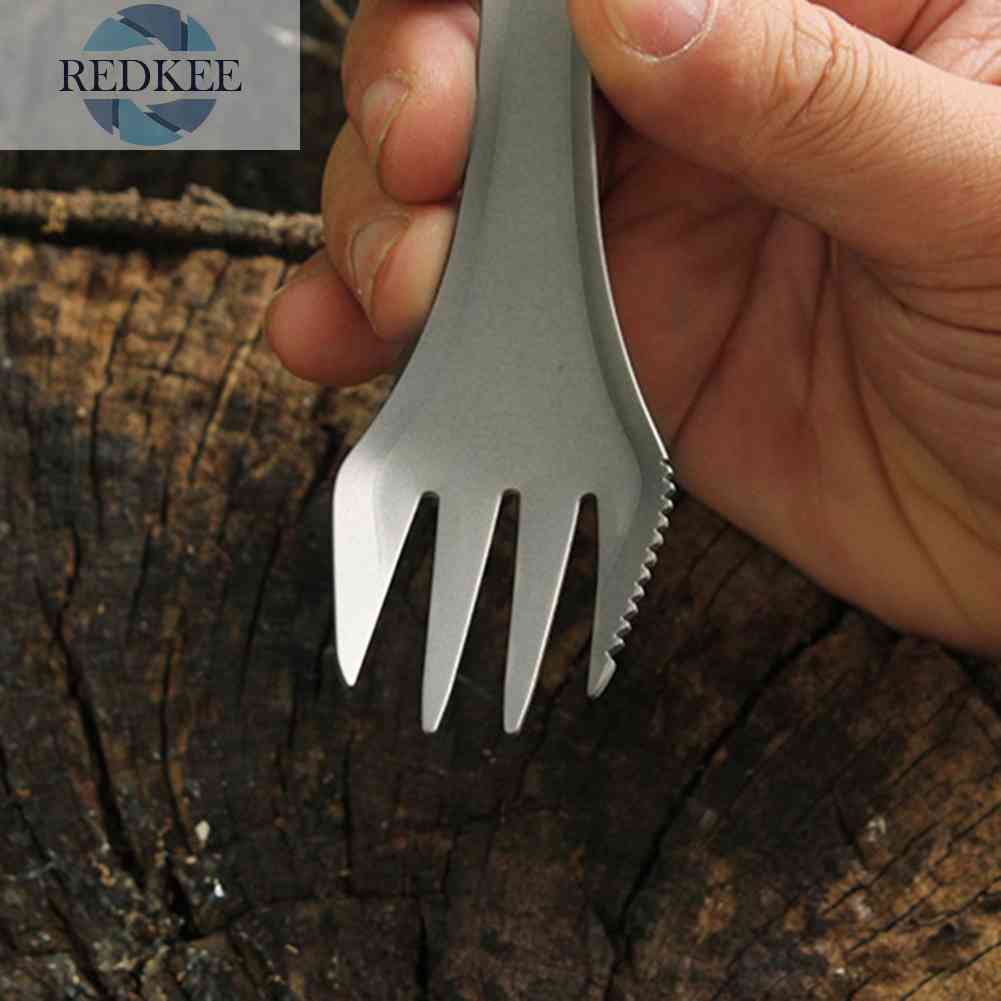 Bộ Muỗng Nĩa 3 Trong 1 Bằng Titan Dùng Cho Cắm Trại