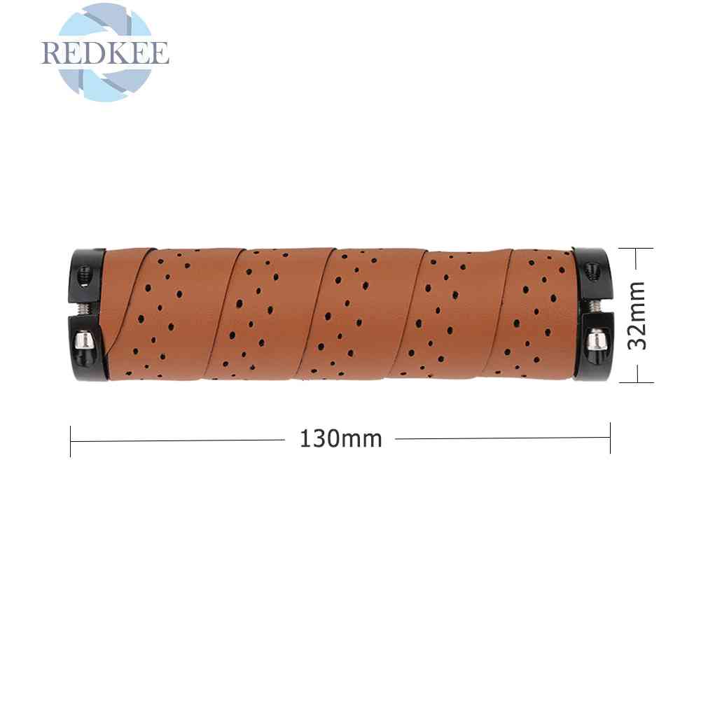 Set 2 Bọc Tay Lái Xe Đạp Bằng Da Chống Trượt Phong Cách Vintage