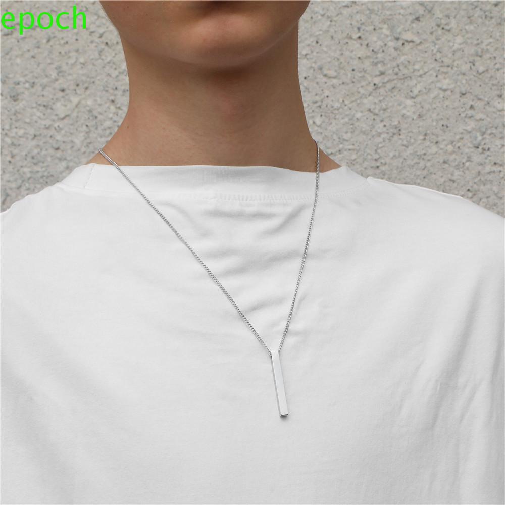 Epoch Vòng cổ Mặt Chữ Nhật Thời Trang Dành Cho Nữ|Vòng cổ Inox Màu Đen Phong Cách Hip hop Cá Tính