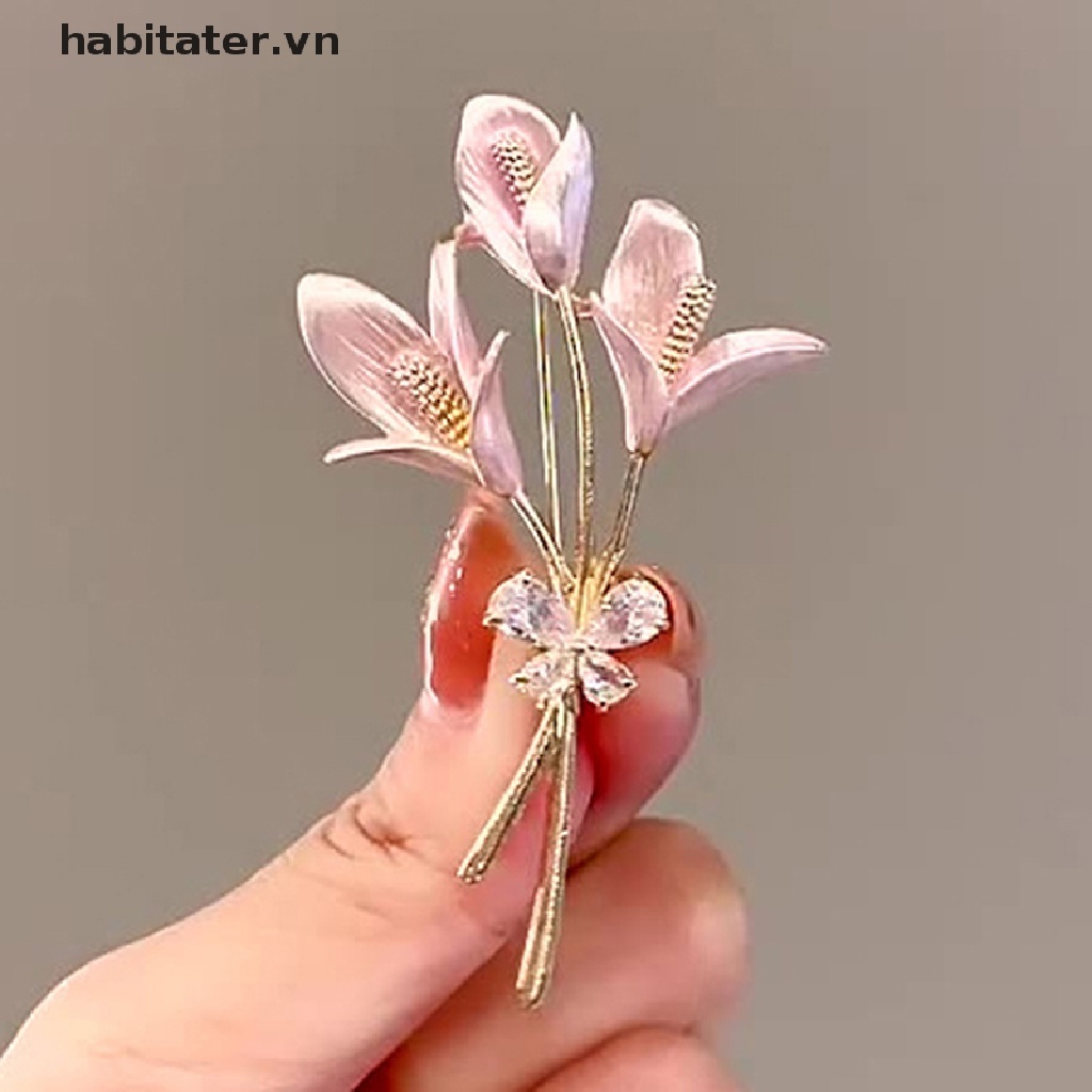 Ghim Cài Áo Hình Hoa Tráng Men Thanh Lịch Cho Nữ