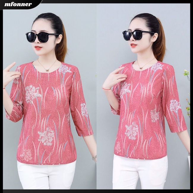 Áo Thun Tay Ngắn Cổ Tròn In Họa Tiết Hoa Phong Cách Cổ Điển Thời Trang Cho Nữ