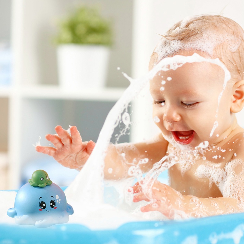 Đồ Chơi Phun Nước Hình Cá Voi / Cua / Bạch Tuộc Có Đèn Led Và Nhạc Cho Bé Khi Tắm