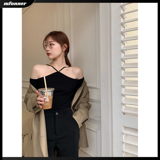 Áo Sweater Dệt Kim Trễ Vai Dài Tay Ôm Dáng Gợi Cảm Cho Nữ