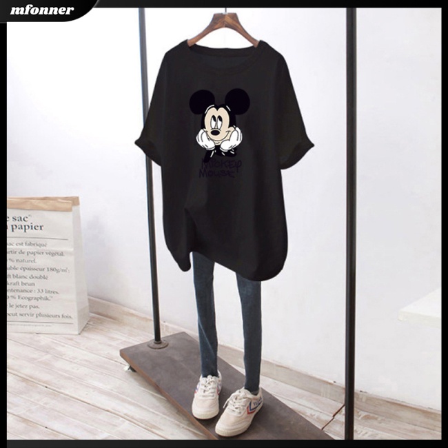 Áo Thun Tay Ngắn Dáng Rộng In Hoạt Hình Chuột Dễ Thương Cho Nữ