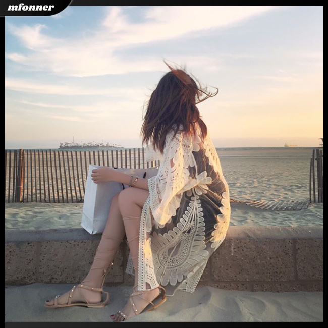 Áo Khoác Cardigan Tay Lửng Phối Ren Hoa Hướng Dương Thời Trang Mùa Hè Cho Nữ