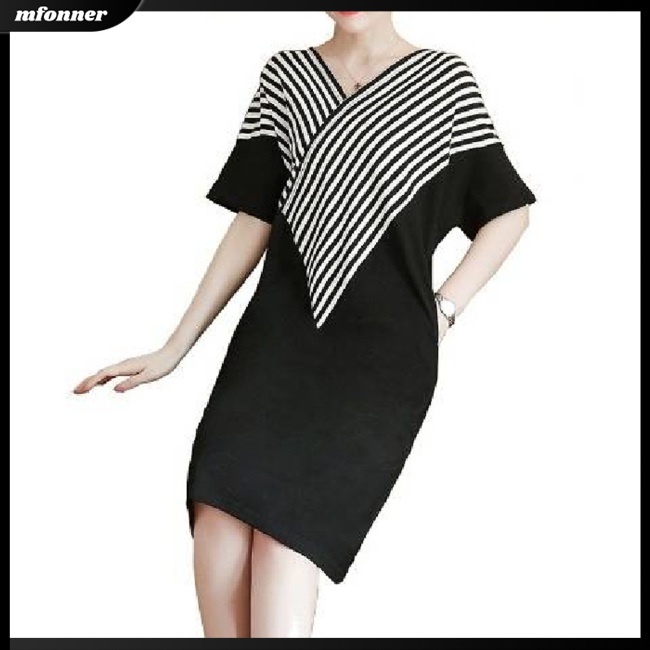 Đầm Tay Ngắn Cổ Chữ V Thời Trang Cho Nữ