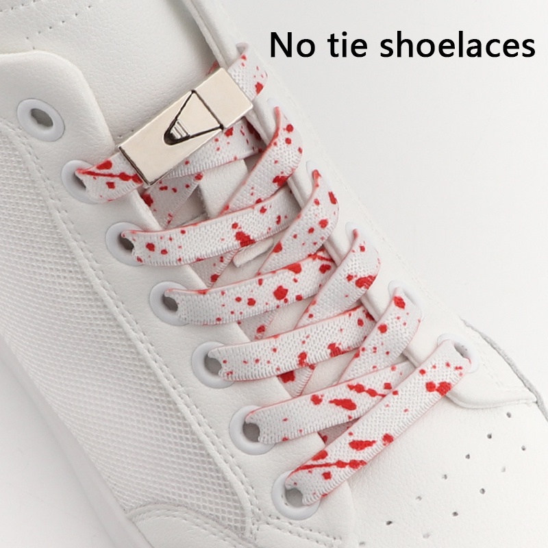 Dây Giày Dẹt Nhiều Màu Mới Không Cần Buộc Co Giãn Khóa Bấm Kim Loại Nhanh Chóng Và Không Cần Buộc